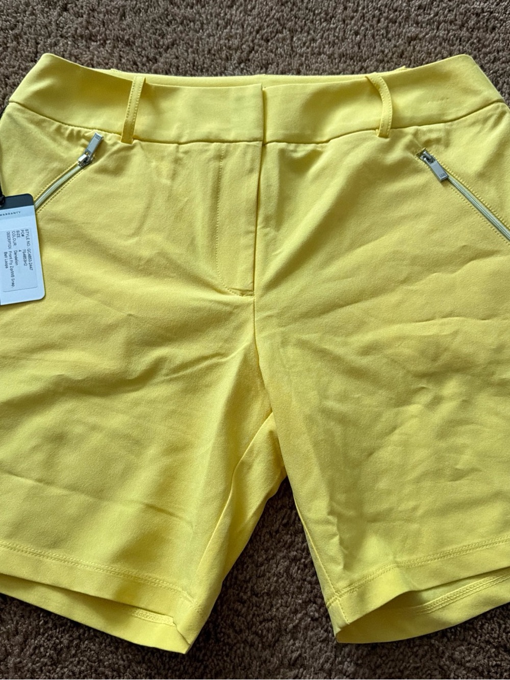 Tail Activewear Yellow Golf Shorts with Zip Pockets